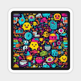 Cute Colorful Monsters and Creatures Pattern Magnet