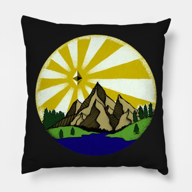 Ethereum Rise Oil Paint Art Pillow by CryptoTextile