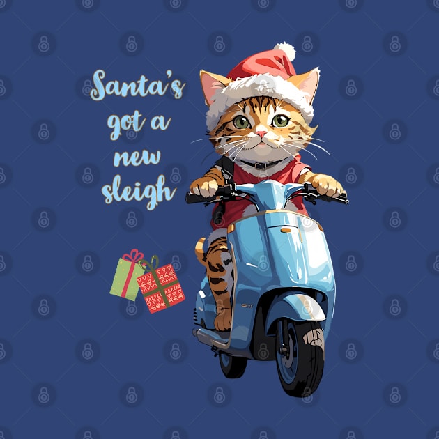 Santa Cat has got a new sleigh by BrisaArtPrints