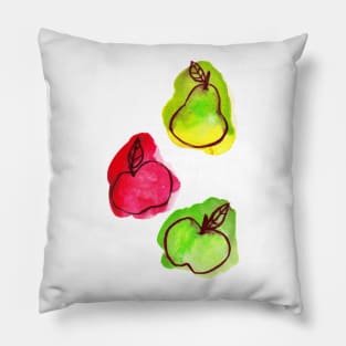 Apples and Pear Watercolor Pillow