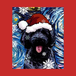 Black Goldendoodle Santa T-Shirt