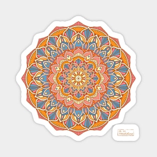 Orange and Blue Festive Sunset Mandala Magnet