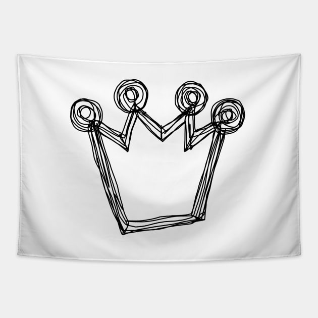 Black Crown Minimal Sketch Tapestry by ellenhenryart