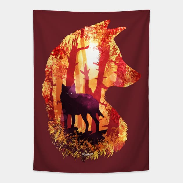 Evening Solace Wolf Tapestry by DVerissimo