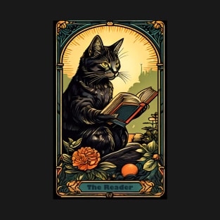 Cat Tarot Card The Reader Design T-Shirt