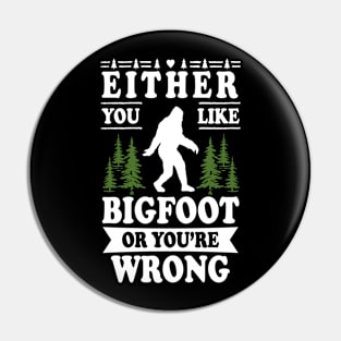 Either You Like Bigfoot Or You're Wrong Pin