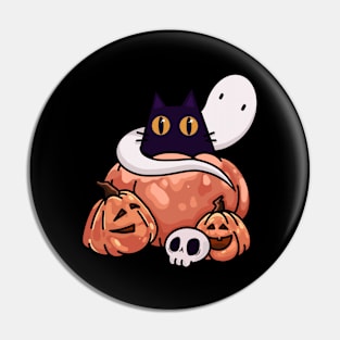 Black cat and halloween pumpkins Pin
