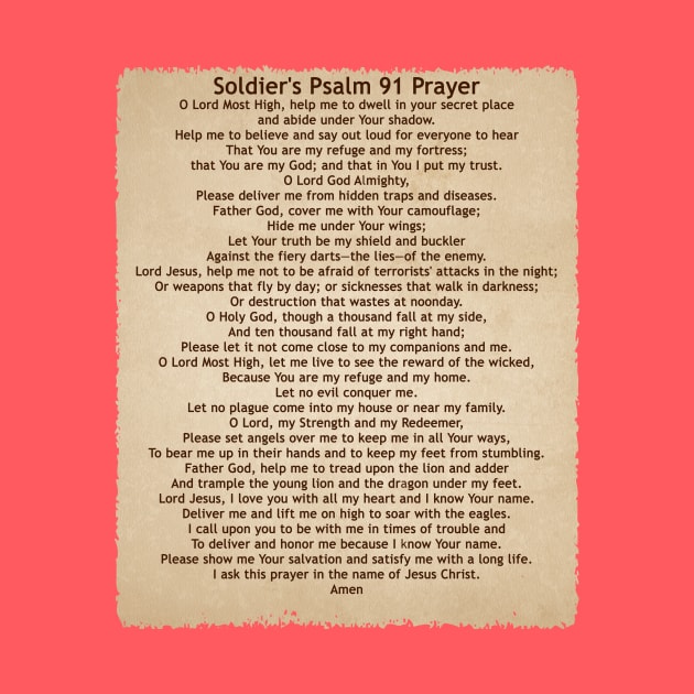 Soldier's Prayer - A Psalm 91 Prayer for Soldiers on T-shirts by zharriety