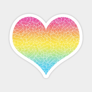 Ombré pansexuality colours and white swirls doodles heart Magnet