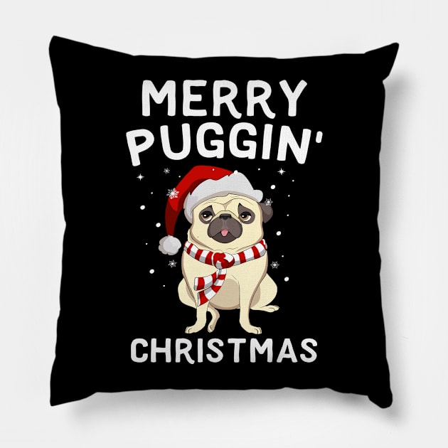 Merry Puggin' Christmas Pillow by Eugenex