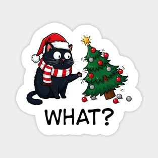 Funny Black Cat Christmas Tree What Magnet