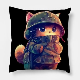 Funny soldier cat Pillow