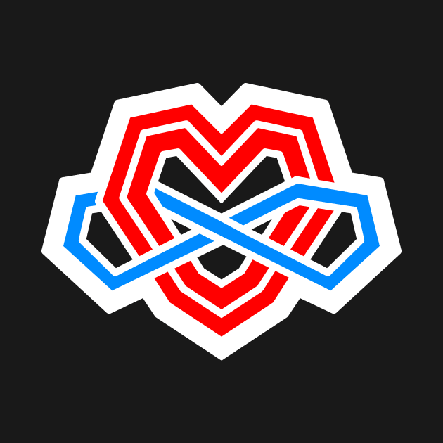 Polyamorous Pride Infinity Heart Symbol - Poly - White Red Blue - Polyamory by Bleeding Red Pride