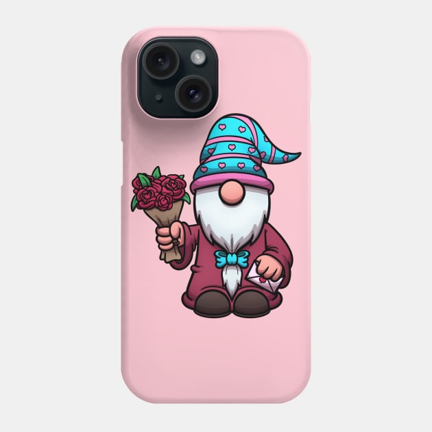 Valentine Gnome With Roses Phone Case by TheMaskedTooner