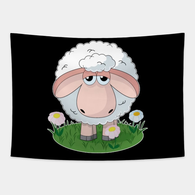 Cute sheep with flower wool T-Shirt gift for girls women Tapestry by Kaileymahoney