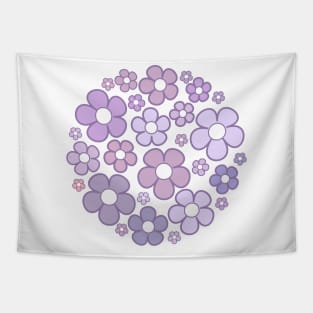 Purple Flowers Circle Tapestry