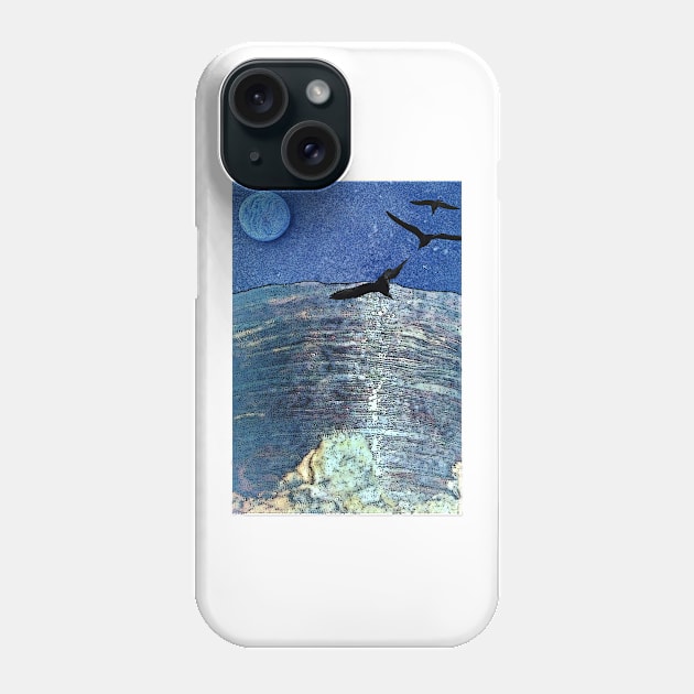 black gulls blue night Phone Case by paulsummers2014