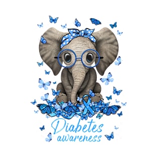 Diabetes Awareness Ribbon Elephant T-Shirt