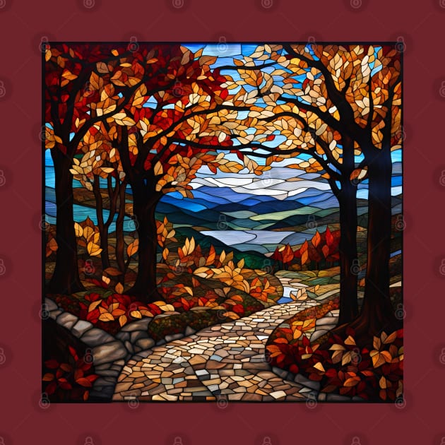 Stained Glass Autumn Scene by Chance Two Designs