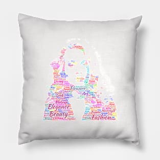 Portrait Girl Fashion Silhouette Shape Text Word Cloud Pillow