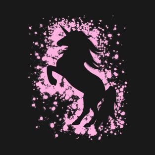 Rearing Pink Unicorn Silhouette T-Shirt