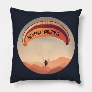 Circle Illustration - Paragliding Beyond Horizon Pillow