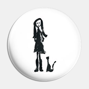 Stick girl (I/IV) and Cat (cut-out) Pin