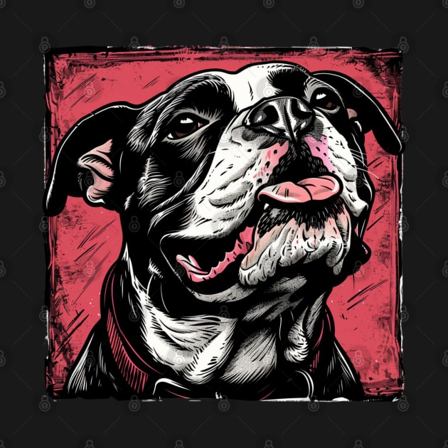 Retro Art American Bully Dog Lover by June Sixteen