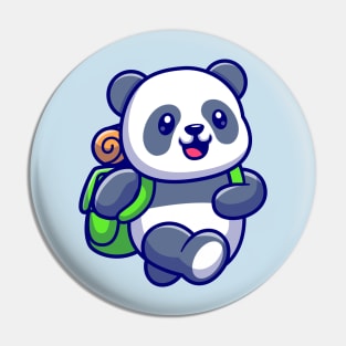 Cute Panda Traveling With Backpack Cartoon Pin