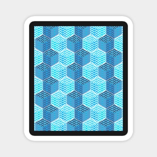 Cube pattern in teal blue chevron Magnet