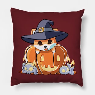 Shiba witch in a pumpkin Pillow