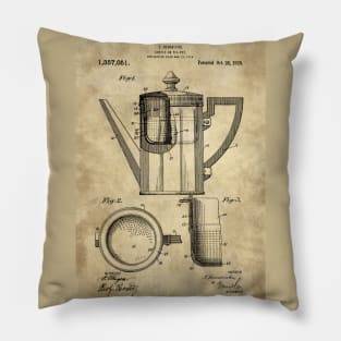 Coffee Or Teapot Blueprint Pillow