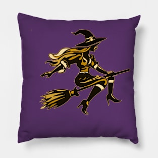 Witch on a Broomstick Pillow