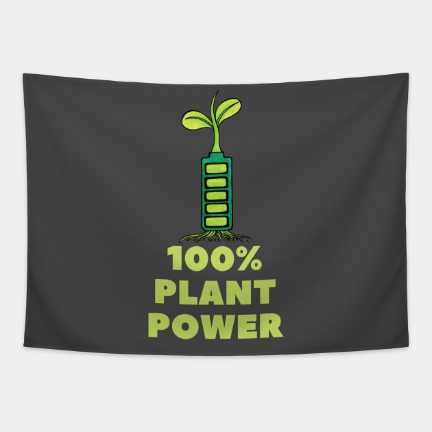 100% Plant Power Fun Vegan Tapestry by Green Paladin