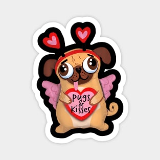 Pugs Valentine  Cupid Pug Kisses Valentine Pug Lover Magnet