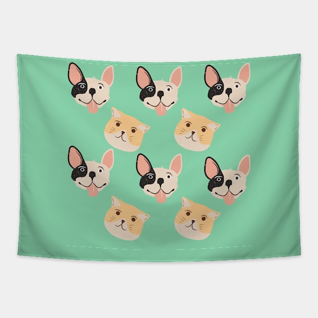 Pupper and Catto Tapestry by Moshi Moshi Designs