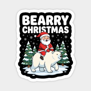 Bearry Christmas - Santa Riding a Polar Bear Magnet