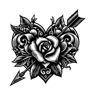 Tattoo with heart rose and arrow T-Shirt