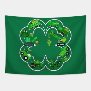 St Patricks Day Shamrock Truck Construction Boy Kids Toddler Tapestry