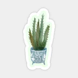 Green Plant Watercolor Art Magnet