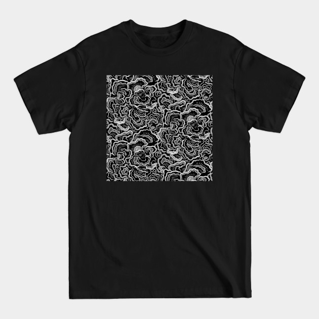 Discover Black and White Mushroom Texture - Black Mushrooms - T-Shirt