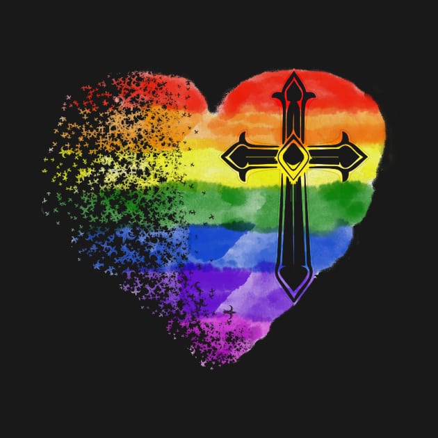 LGBT Cross Christian Heart Blessing God Gift by Ohooha