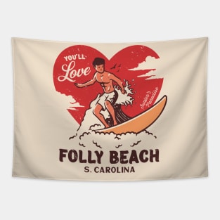 Vintage Surfing You'll Love Folly Beach, South Carolina // Retro Surfer's Paradise Tapestry