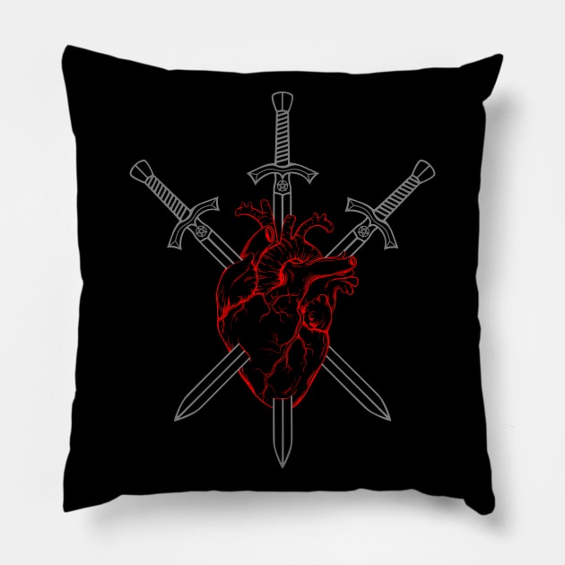 Three of Swords color Pillow by RavenWake