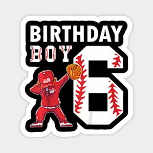 Kids 6 Years Old Boy Baseball Player 6Th Birthday Kids Magnet