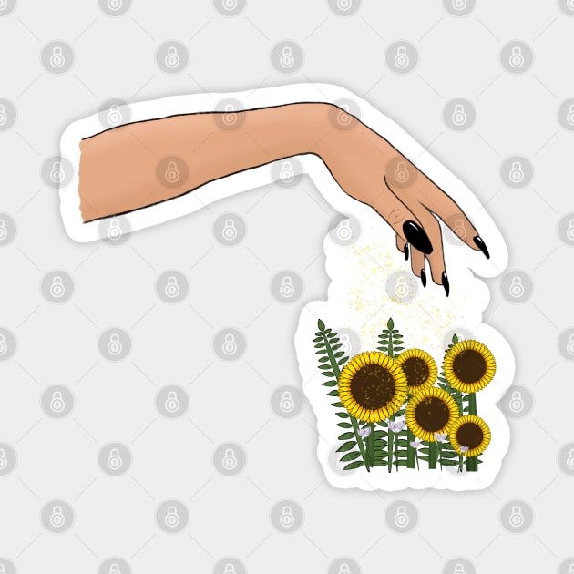 Sprinkling Pixie Dust on Sunflowers Magnet by CreativelyRis