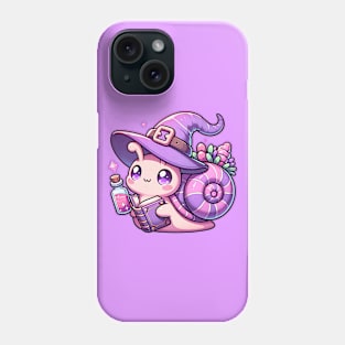 Cute Pink Witch Snail with Spell Book Phone Case