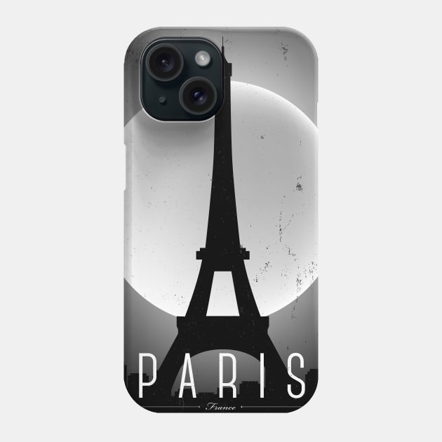 Paris black and white poster Phone Case by kursatunsal