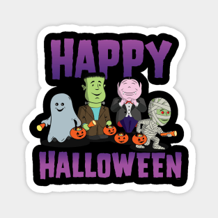 Cute Kid's - The Boo Crew - Cartoon Monsters - Happy Halloween Magnet