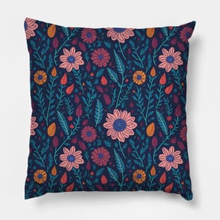 Scandinavian Summer Colorful Spring Flowers Pillow